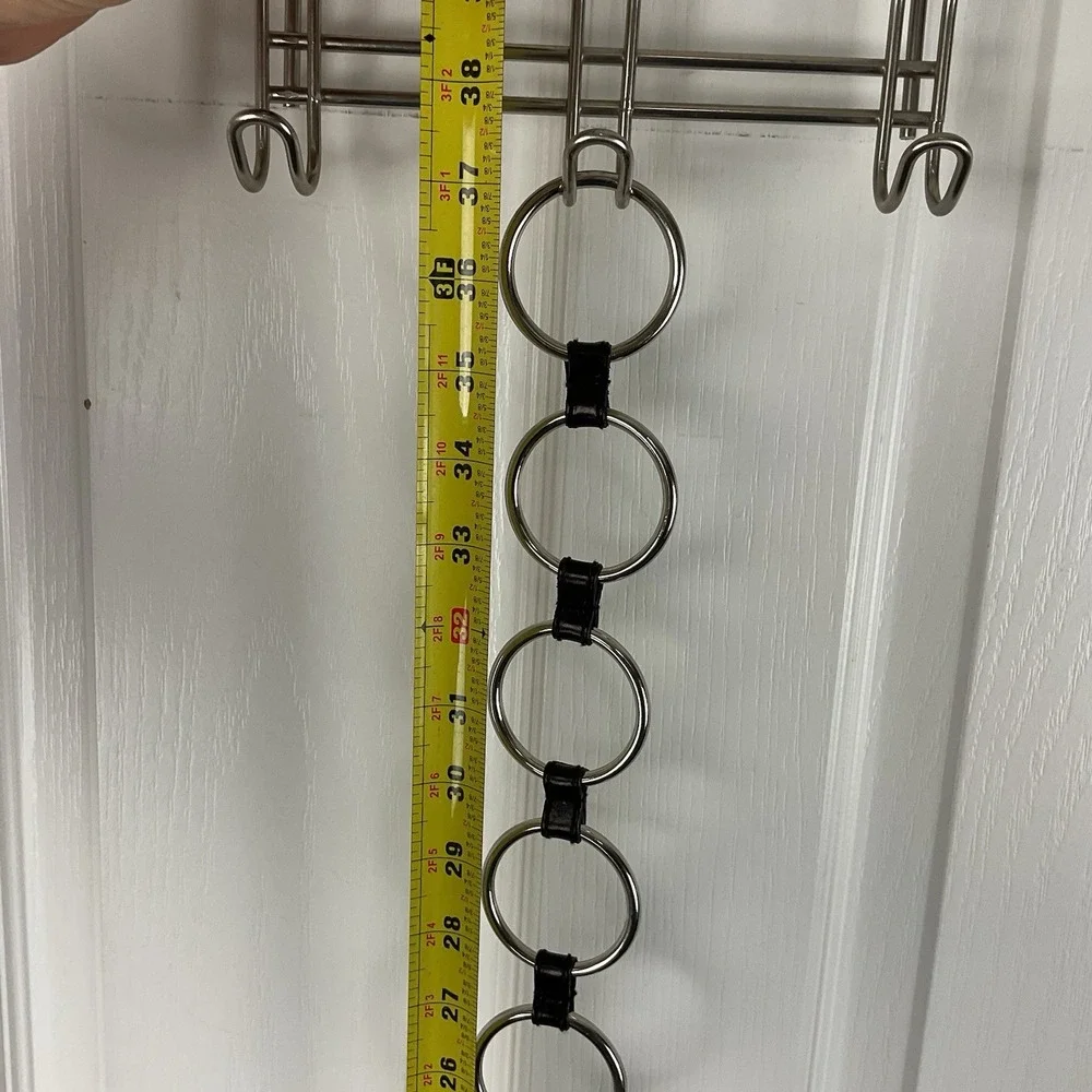 Michael Kors Vintage Y2K Metal Circle Link Belt Black Leather Loop 37